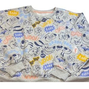 Disney‎ Critter Chaos | Women's 2XL | All Over Print | Crop Sweatshirt | Gray